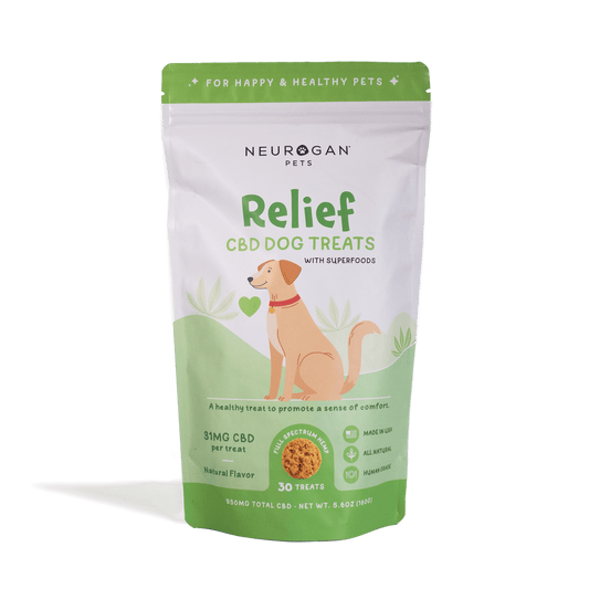 Neurogan Full Spectrum CBD Dog Chews, 930mg total, 31mg per chew, 30-count, in a resealable white and green pouch.